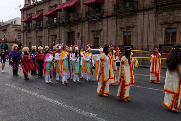 Parada Cinco Mayo Morelii Meksyk 2017 Roku — Zdjęcie stockowe