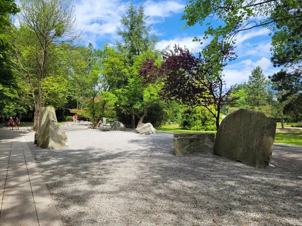 stock image Modern incarnation of Japanese Garden in Park Slaski (Silesia Park) in Chorzw, Poland