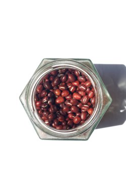 Kavanozda kırmızı fasulye, üst manzara..