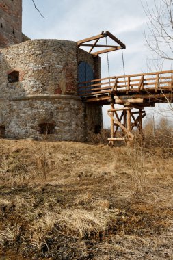 Güney Polonya 'daki Kartal Yuvaları Patikası boyunca Orta Çağ Şatosu' nun kalıntıları Siewierz Kalesi.. 