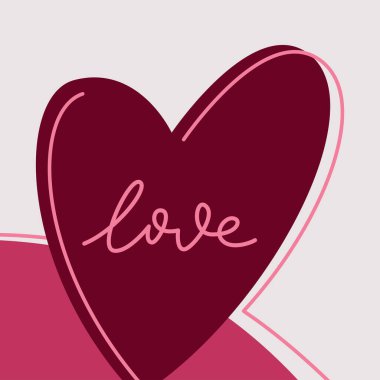 Minimalist Valentine's day greeting cards, wall art prints. Vector illustration. Viva magenta hearts with lettering love signs. Love you, be mine, for you hand written text.