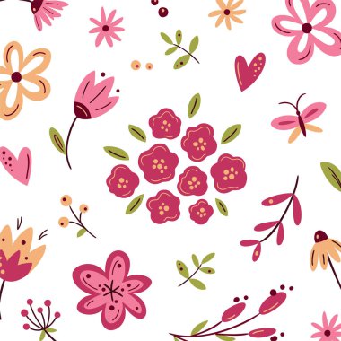 Floral romantic greeting card with lettering and scandinavian flowers in light colours. Floral greeting cards, poster, social media post or banner template. 