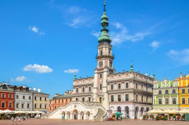 A beautiful, renaissance town hall on the Great Market Square in Zamosc. The city of Zamosc is on the UNESCO World Heritage List