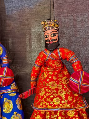 Colorful puppet with black background in ushkar fair.