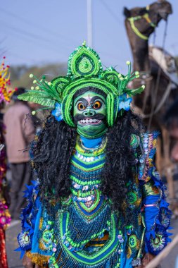 Rishikesh, Uttarakhand, India - October 2022: people at festival on the street of pushkar. Selective focus. clipart