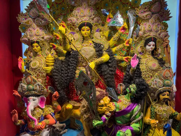 Idol Goddess Durga Pandal Durga Puja Most Important Worldwide Hindu — Stock Photo, Image