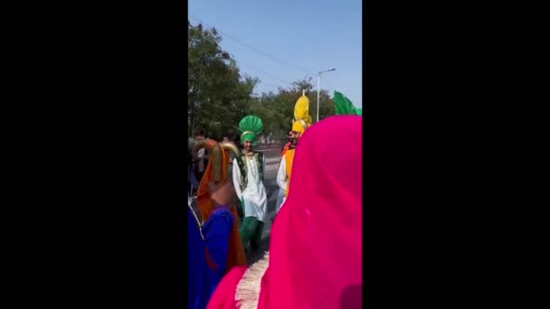 Bikaner Rajasthan Indien Januari 2023 Punjabi Bhangra Grupp Unga Sikh — Stockvideo