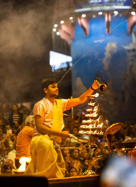 Varanasi Uttar Pradesh India Novembre 2022 Ganga Aarti Ritratto Giovane — Foto Stock