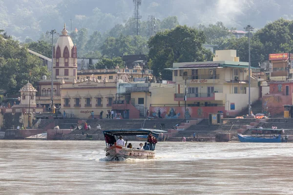 stock image Rishikesh, Uttarakhand, India - October 2022: Building Architecture, Building exterior and architecture near bank of river ganges in rishikesh.