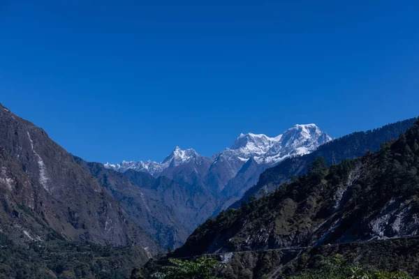Himalaya Panoramisch Uitzicht Himalaya Berg Bedekt Met Sneeuw Himalaya Berglandschap — Stockfoto