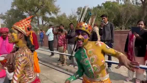 Bikaner Rajasthan Ινδία Ιανουάριος 2023 Camel Festival Artites Colorful Dresses — Αρχείο Βίντεο