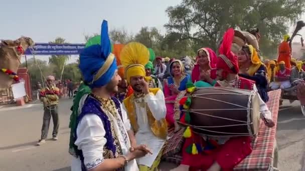 Bikaner Rajasthan Indie Styczeń 2023 Punjabi Bhangra Grupa Młodych Sikh — Wideo stockowe