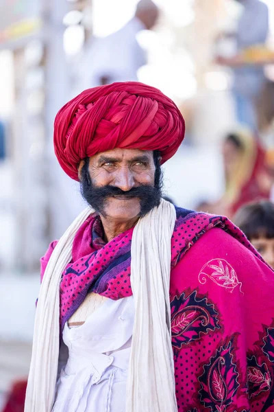 Pushkar Rajasthan Ινδία Νοέμβριος 2022 Pushkar Δίκαιη Πορτρέτο Ενός Rajasthani — Φωτογραφία Αρχείου