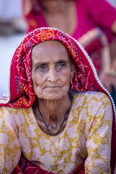 Puşkar Rajasthan Hindistan Kasım 2022 Puşkar Fuarı Rajasthan Kadın Portresi — Stok fotoğraf