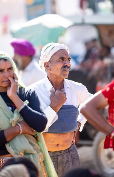 Pushkar Rajasthan Índia Novembro 2022 Feira Pushkar Retrato Homem Velho — Fotografia de Stock