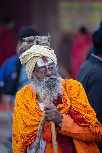 Varanasi Uttar Pradesh Indie Listopada 2022 Portret Niezidentyfikowanego Indyjskiego Świętego — Zdjęcie stockowe