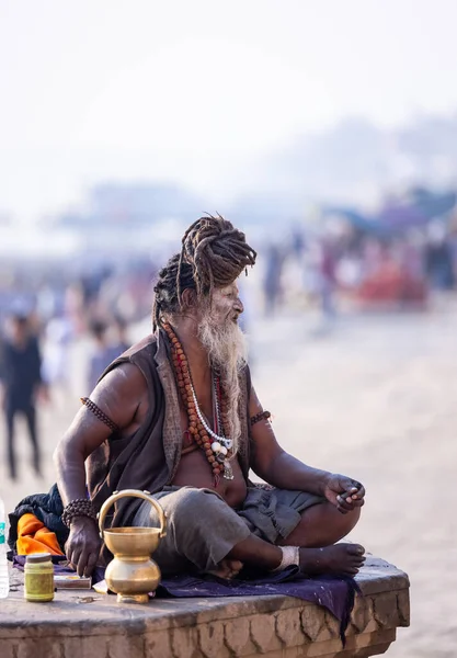 Varanasi Uttar Pradesh Indie Listopad 2022 Portret Niezidentyfikowanego Indyjskiego Sadhu — Zdjęcie stockowe