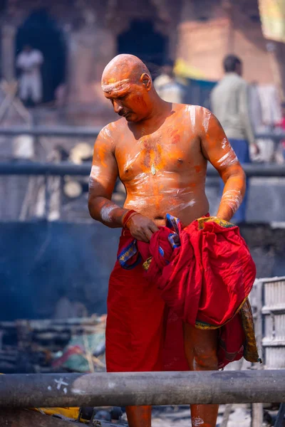 Varanasi Uttar Pradesh Indie Listopad 2022 Portrét Neidentifikovaného Indiánského Muže — Stock fotografie