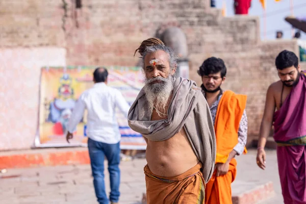 Varanasi Uttar Pradesh Indien November 2022 Portrait Eines Unbekannten Indischen — Stockfoto