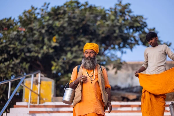 Varanasi Uttar Pradesh Indie Listopada 2022 Portret Niezidentyfikowanych Indyjskich Świętych — Zdjęcie stockowe