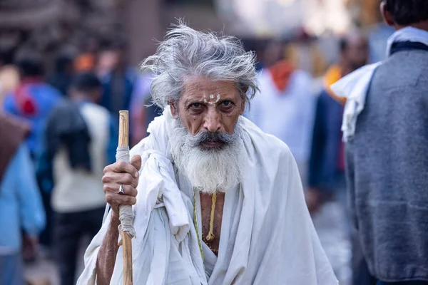 Varanasi Uttar Pradesh India Ismeretlen Indiai Férfi Varanasi Városban — Stock Fotó