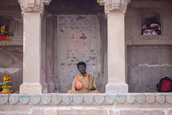 Varanasi Uttar Pradesh Inde Homme Indien Non Identifié Dans Ville — Photo