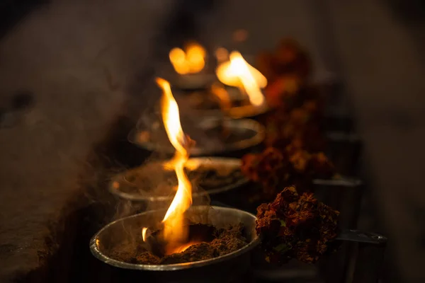 stock image Diya candles during night.