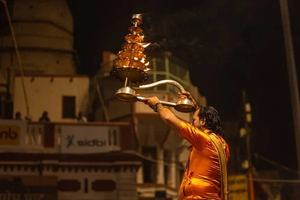 Varanasi Uttar Pradesh Hindistan Kasım 2022 Ganga Aarti Dashashwamedh Ghat — Stok fotoğraf