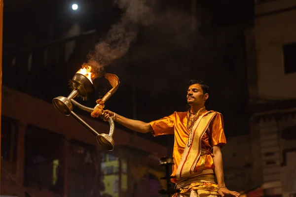 Варанаси Уттар Прадеш Индия Ноября 2022 Года Ганга Аарти Портрет — стоковое фото
