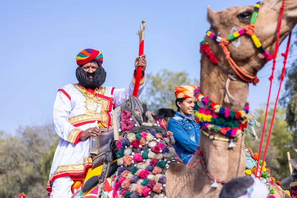 Bikaner Rajasthan Ινδία Ιανουαρίου 2023 Φεστιβάλ Καμήλας Πορτρέτο Ενός Νεαρού — Φωτογραφία Αρχείου