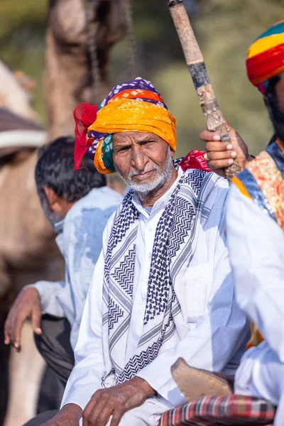 Биканер Раджастан Индия Января 2023 Года Фестиваль Верблюдов Портрет Молодого — стоковое фото