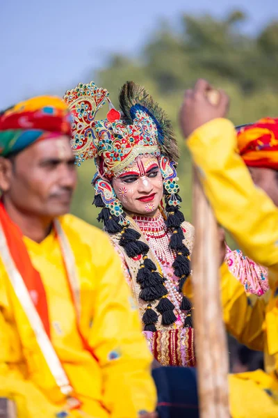 Bikaner Rajasthan Indie Ledna 2023 Velbloudí Festival Portrét Mužského Vizážisty — Stock fotografie