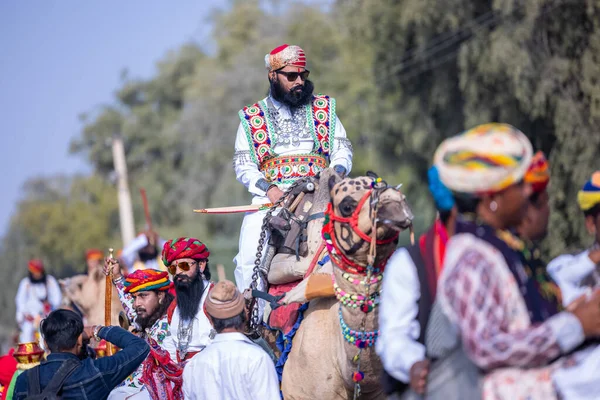 Біканер Раджастхан Індія Січня 2023 Фестиваль Верблюдів Портрет Молодого Раджастанського — стокове фото