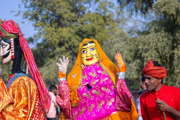 Bikaner Rajasthan India January 2023 Bikaner에서 퍼레이드에 참여하는 화려한 캐릭터로 — 스톡 사진