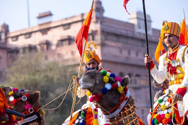 Bikaner Rajasthan India Ιανουαρίου 2023 Φεστιβάλ Καμήλας Στρατιώτης Του Ινδικού — Φωτογραφία Αρχείου