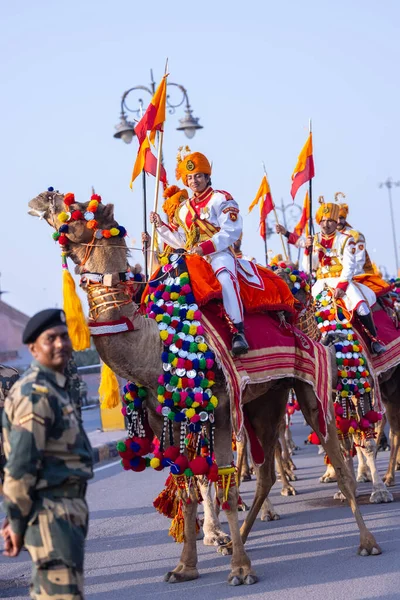 Bikaner Rajasthan India Jan 2023 Φεστιβάλ Καμήλας Γυναίκα Στρατιώτης Του — Φωτογραφία Αρχείου