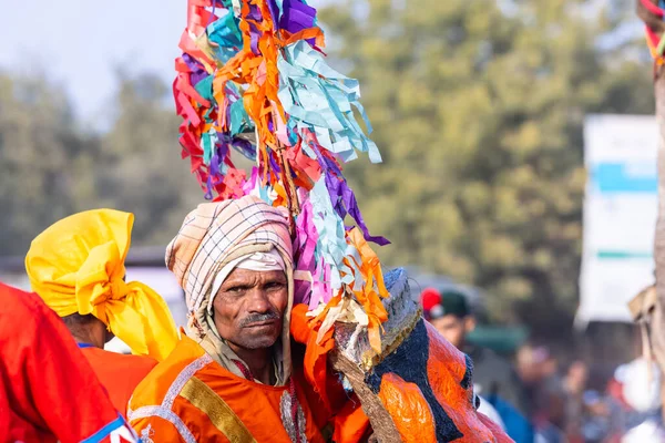 Bikaner Rajasthan India มกราคม 2023 เทศกาลอ ปภาพของศ นชายราชสถานเล นเคร องดนตร — ภาพถ่ายสต็อก