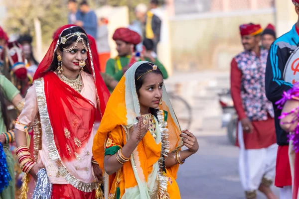 Bikaner Rajasthan India มกราคม 2023 เทศกาลอ Bikaner มสาวสวยในช ดราษฎร ธาน — ภาพถ่ายสต็อก