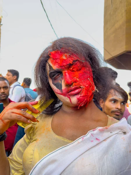 Varanasi Uttar Pradesh India Marzo 2023 Masan Holi Retrato Artista —  Fotos de Stock