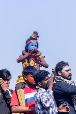 Varanasi, Uttar Pradesh, Hindistan - 03 Mart 2023: Varanasi 'deki Harishchandra ghat' ta masaan holi 'nin kutlanması.