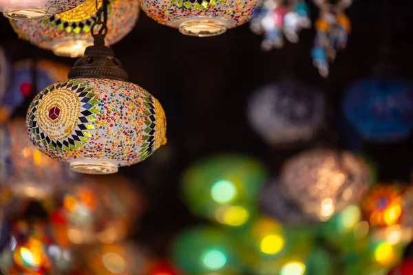 Tacchino Mercato Con Molte Lampade Lanterne Turche Colorate Tradizionali Fatte — Foto Stock
