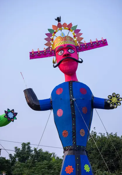 Handgefertigte Farbenfrohe Ravan Skulptur Während Des Dussehra Festivals Indien — Stockfoto