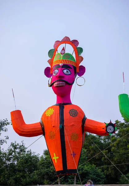 Handgefertigte Farbenfrohe Ravan Skulptur Während Des Dussehra Festivals Indien — Stockfoto