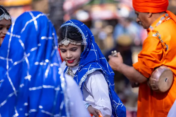Faridabad Haryana Indien Februari 2023 Vackra Unga Flickor Dansar Etnisk — Stockfoto