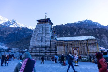 Kedarnath, Uttarakhand, India - October 14, 2022: Baba kedarnath temple. Kedarnath temple is one of the lord shiva jyotirlinga and sacred place clipart