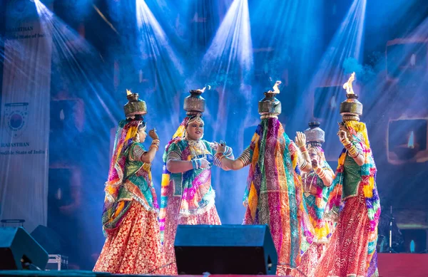 Pushkar Rajasthan India November 2022 Female Artists Performing Rajasthani Folk — Stock Photo, Image