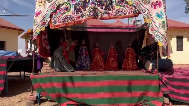 Pushkar Rajasthan India November 2022 Festival Unta Pertunjukan Boneka Untuk — Stok Video