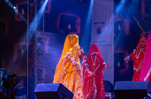 Pushkar Rajasthan India November 2022 Portrait Female Artists Performing Rajasthani — Stock Photo, Image