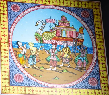 Faridabad, Haryana, Hindistan - Şubat 2023: Yağlı boyalı el yapımı tablo.