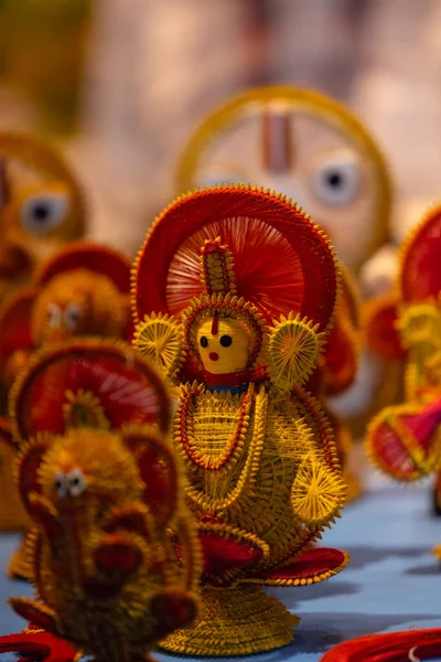 Hindu Gudinde Durga Idol Lavet Med Jute Til Tilbedelse Håndlavet Royaltyfrie stock-fotos